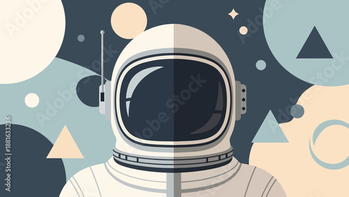Astronaut in White Space Suit Portrait.