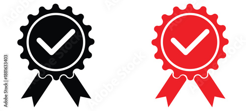 Quality Approval Badge Icon Set Representing Certification, Verification, and Trusted Status