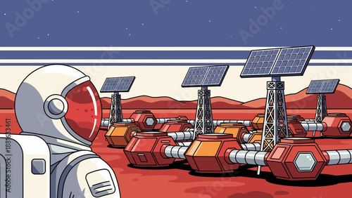Astronaut Standing Near Mars Base Station.