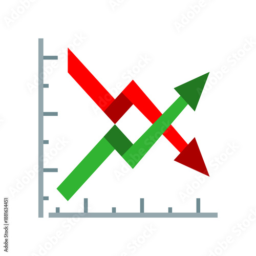 Up and down trend arrows graph business icon vector design