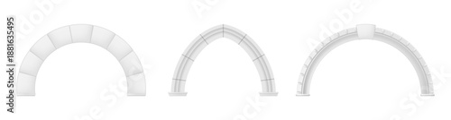 Art deco windows or doors arches, entrance doorways and gateway. Vector architectural brick or stone construction. Ancient classic architecture with arcs of Medieval temple, palace or mosque doorways