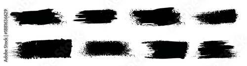 Bold brush strokes collection, hand drawn thick grunge lines and rectangle shapes. Vector spray painted sketchy horizontal lines. Pastoral painting, rough marker highlight underline