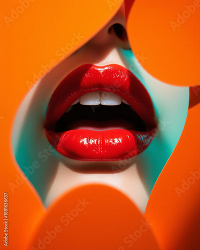 Bold Red Lips Beauty Concept with Modern Creative Design