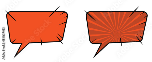 Comic Speech Bubble Banner Icon Set Representing Dialogue, Messaging, and Creative Communication