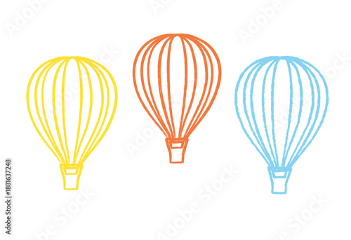 air balloons colorful doodles set
