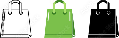 Reusable eco-friendly shopping bag icon set for sustainable lifestyle and plastic-free environment
