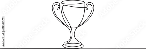 one line drawing of winner trophy minimalism object design.one line vector illustration with white background