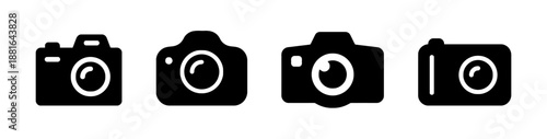 Camera icon set black glyph photography symbol vector illustration