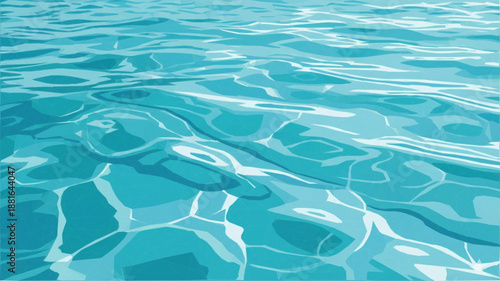 Abstract low-poly illustration of a calm water surface in a pool or the sea. The geometric pattern in shades of blue and turquoise mimics light reflections and gentle wave movements.