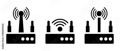 Router icon set. Wi-Fi. Vector icon isolated on white background.
