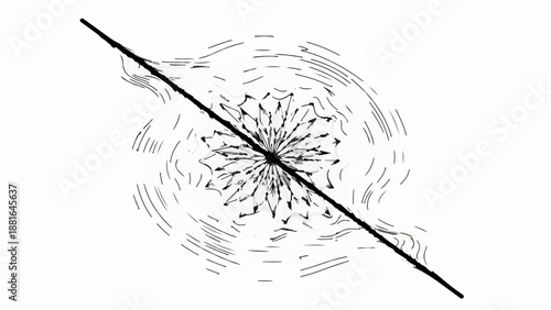 Abstract representation of energy flow and distribution along a central axis