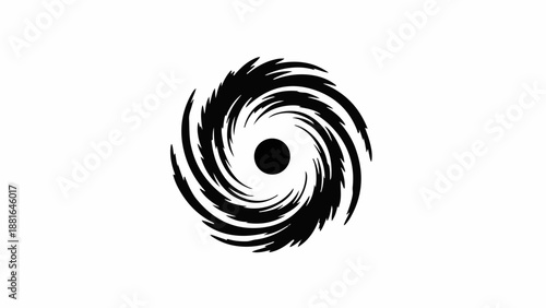 Powerful black spiral vortex with central eye, symbolizing storm or energy.