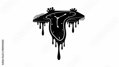 Melting clock symbolizes the fluidity and distortion of time, creating a surreal and abstract visual.