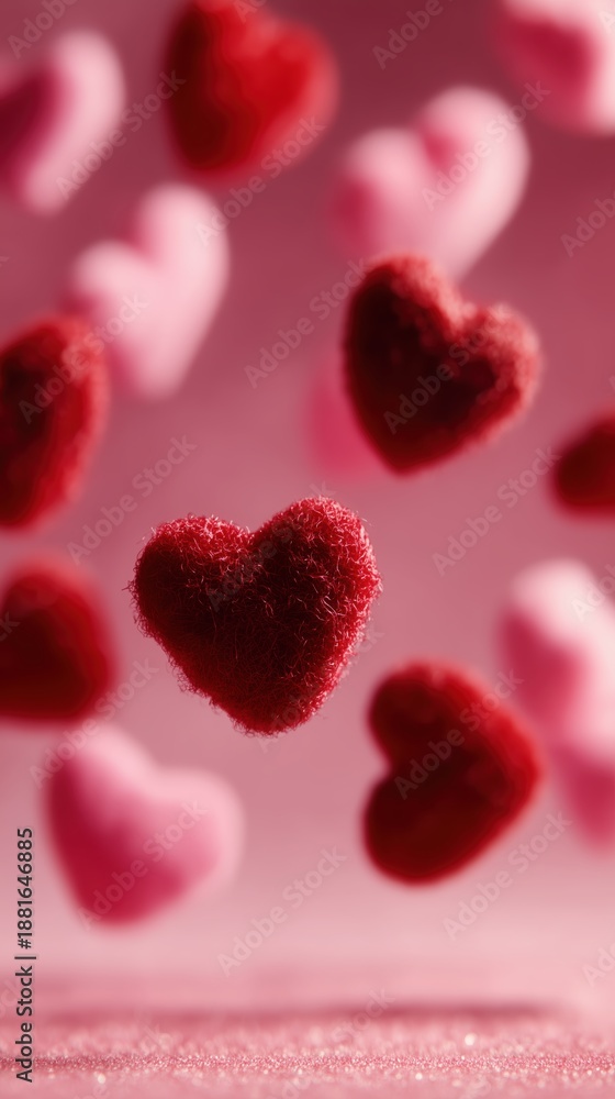 Naklejka premium Valentine's Day, a holiday for lovers, a romantic date, a red heart, February 14 Hearts in the Air, holiday wallpaper. High quality