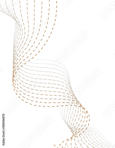 Abstract Beaded Wave Pattern in Soft Beige Tones with Dotted Lines against a clean Background.