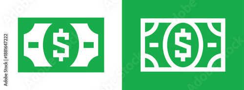 Dollar banknote in white design on green background