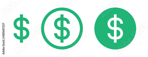 Dollar currency symbol icons in green colors