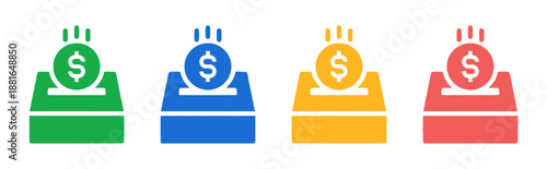 Donation box with dollar coin giving help