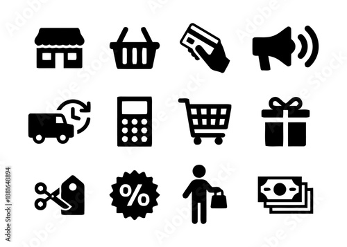 E commerce and online shopping icons set