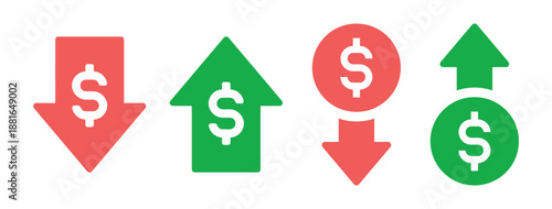 Finance concept of money value decrease and increase