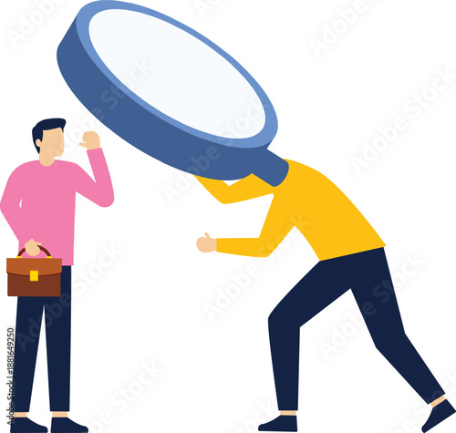 A group of businessmen stand in a row to accept the foreman’s review

