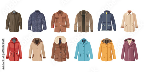 Polo shirt and casual male tops vector icon set. Collection of various shirt styles in line art.