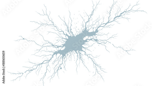 Detailed illustration of a neuron with dendrites and axon terminals viewed from a microscopic perspective in a scientific context