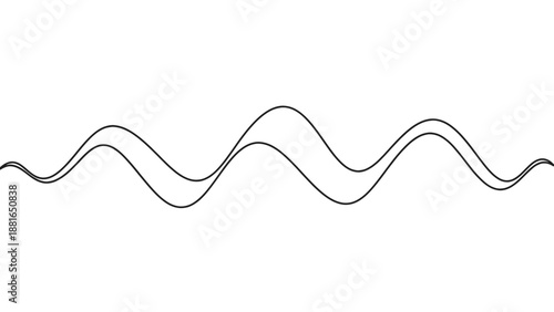 A simple black line art illustration of wavy lines on a plain surface viewed from a straightforward perspective