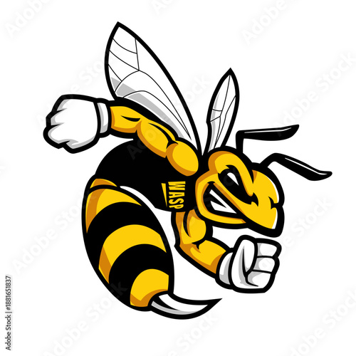 Angry Hornet Wasp Mascot Logo Vector Illustration