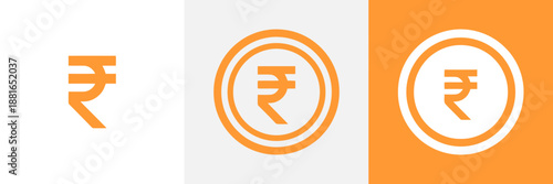 Indian rupee sign symbol icon in outline and glyph
