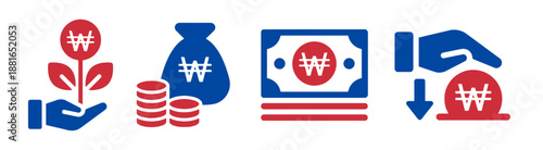 Investment growing concept with south korean won symbol