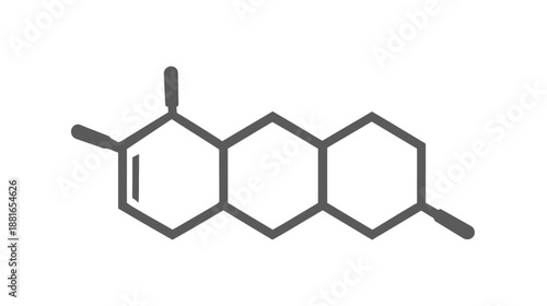 Molecular structure of complex organic compound featuring fused cyclohexene and cyclohexane rings, chemical formula diagram