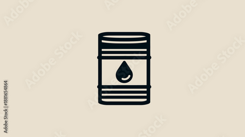 Industrial oil barrel icon with a drop symbol, representing crude oil, fuel, or liquid energy resource