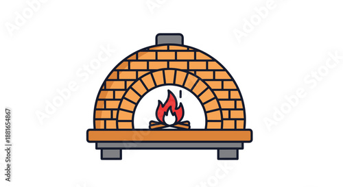 Traditional brick pizza oven with a warm fire burning inside, ready for baking authentic, wood-fired Italian pizza.