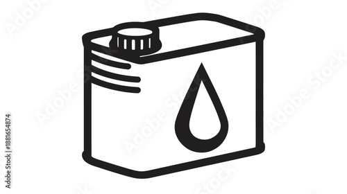 Generic oil can icon with fluid drop symbol, essential for automotive maintenance, lubrication, or industrial liquid concepts, vector illustration.