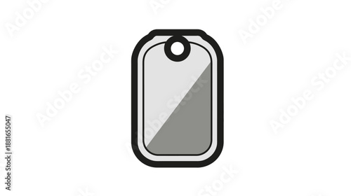 Blank Metal Dog Tag Icon, Military Identification Label Symbol, Army Service ID Badge Silhouette Illustration