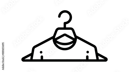 Line art icon of a shirt on a hanger, perfect for fashion, clothing store, laundry, dry cleaning, or wardrobe concepts