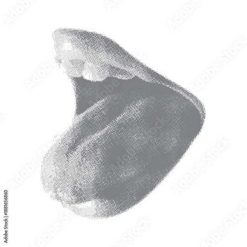 Mouth in scream for grunge punk y2k collage design, Female mouth with halftone stipple effect on transparent background