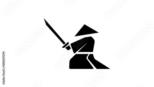 samurai with a sword,b lack isolated silhouette