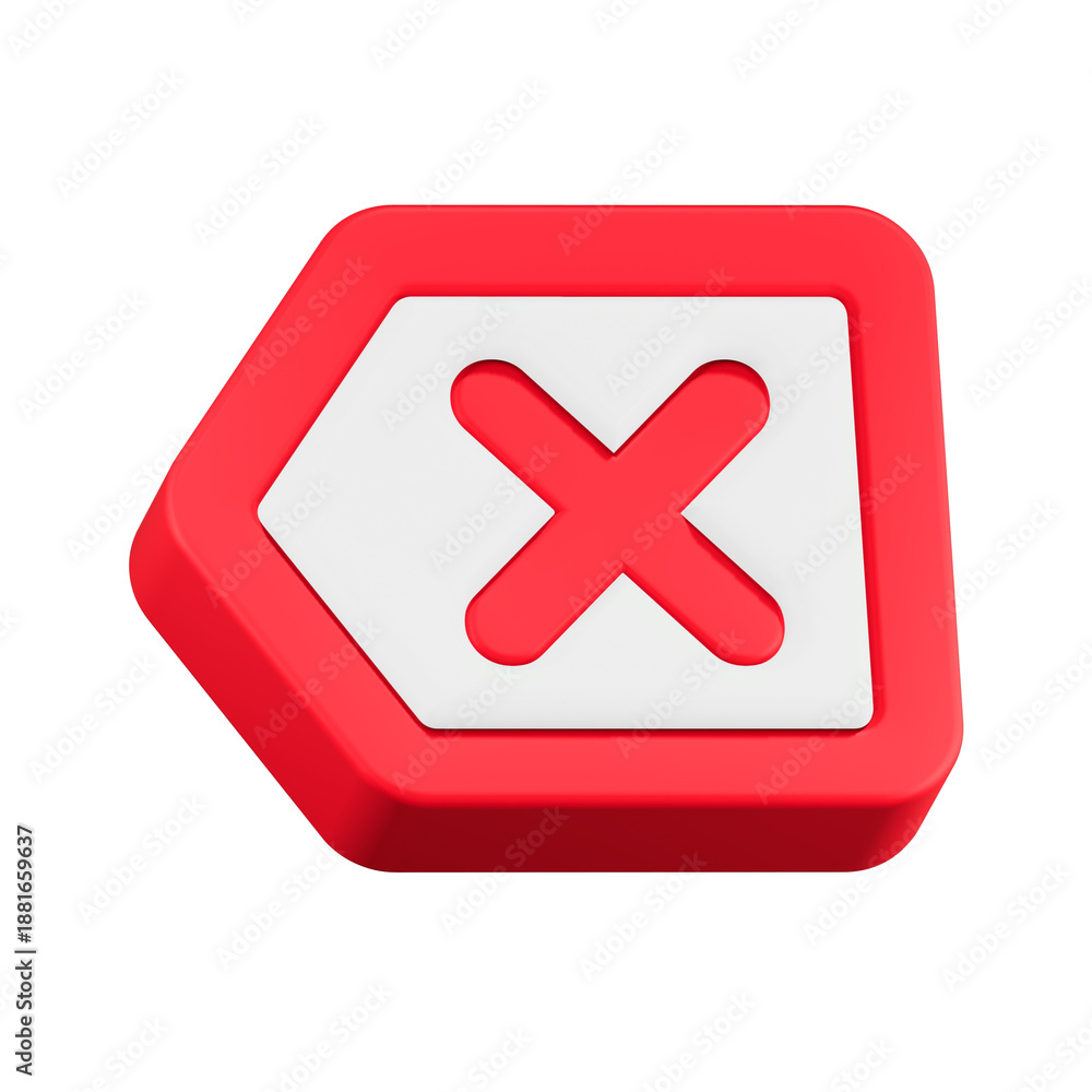Obraz premium cross mark icon 3d render red left arrow