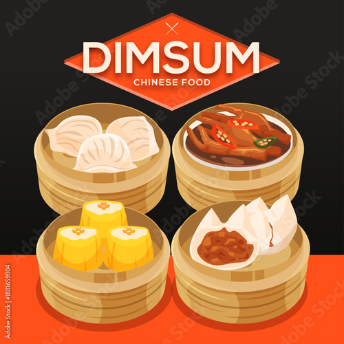 Dim Sum Menu Chinese Food Illustration Vector