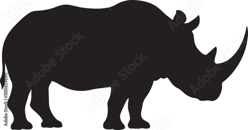 Rhinoceros Silhouette Vector Isolated on White Background