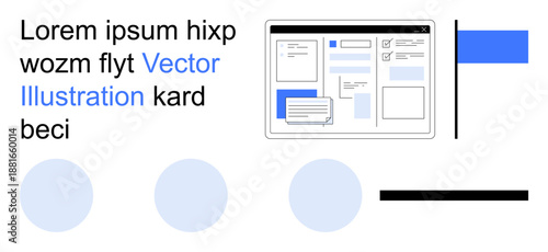 Web development, graphic design, conceptual interfaces, UI prototyping, mockups, placeholders. Minimalist UI design with textbox placeholders and abstract shapes. Web development and graphic design