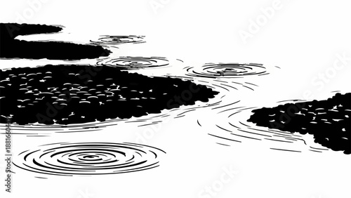 Abstract water ripples create serene patterns on a dark surface