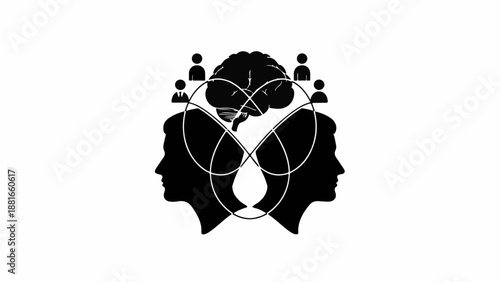 Symbolic representation of shared ideas and mental connection between two individuals.