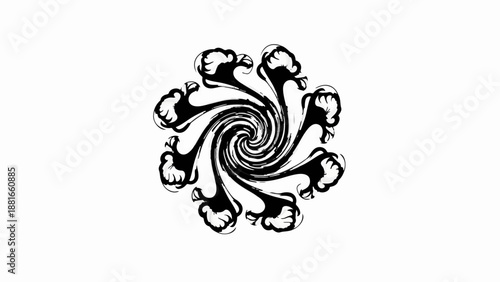 Abstract swirling pattern of hands reaching inwards with a sense of unity and connection