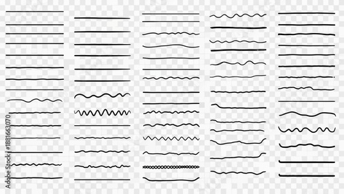 Collection of Hand-Drawn Lines and Wavy Strokes, Vector Illustration for Design