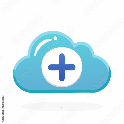 Cloud icon with plus symbol vector illustration on white background