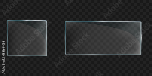 Futuristic glass frames on transparent background