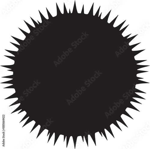 A black spiky circle on a white background